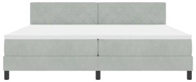 Cama Box Spring vidaXL com Colchão Cinza Claro 200x200 cm Veludo