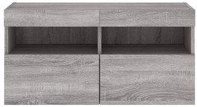Móvel de parede p/ TV c/ luzes LED 80x30x40 cm cinzento sonoma