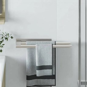 vidaXL Suporte de Toalha Prateado 40 x 9 x 4 cm Aço inoxidável
