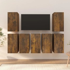 Móveis de TV 7 pcs 30,5x30x60 cm madeira cor carvalho fumado