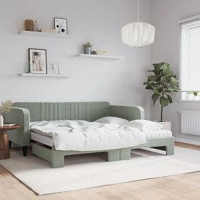 vidaXL Sofá-cama c/ gavetão e colchões 90x190 cm veludo cinzento-claro