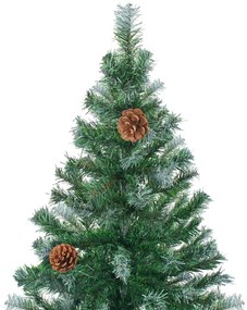 Árvore Natal artificial pré-iluminada c/ bolas e pinhas 180 cm