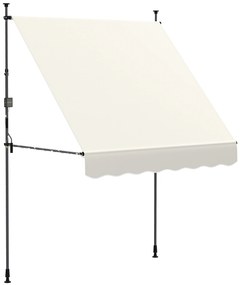 Outsunny Toldo Manual Retráctil 2x1,2 m Toldo Exterior Enrolável Altura Ajustável com Manivela 210-310 cm Proteção UV30+ Creme