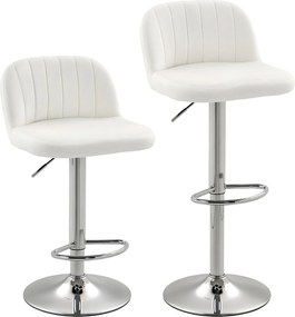 HOMCOM Conjunto de 2 Bancos de Bar com Altura Ajustável Assento Giratório e Apoio para os Pés 43x45x81-101 cm Creme | Aosom Portugal