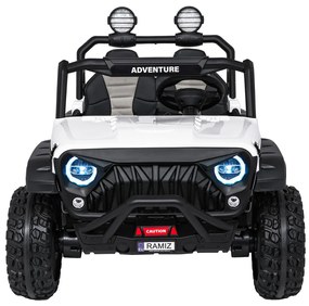 Jipe elétrico para Crianças 2 Lugares 24V 4x4 PASSION 4x4 Off-Road Rodas Espuma EVA, Assento couro ecológico Branco