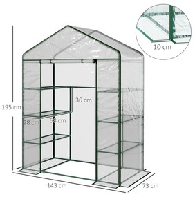 Outsunny Estufa de Jardim Estufa para Cultivo de Plantas com 8 Pratele