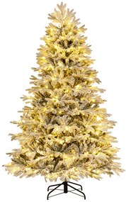 Árvore de Natal artificial de 136 cm com neve e 8 modos de luz e 472 pontas de galhos de PE e PVC