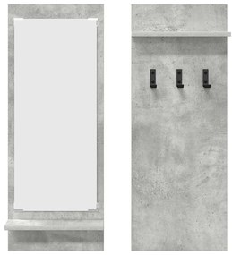 Cabideiro de Parede Cinza concreto 70 x 10 x 90 cm