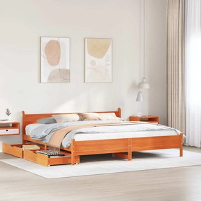 vidaXL Cama sem colchão 180x200 cm pinho maciço castanho-mel