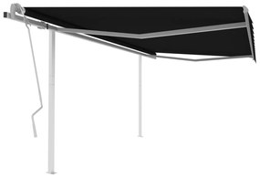 Toldo retrátil manual com postes 4x3,5 m antracite