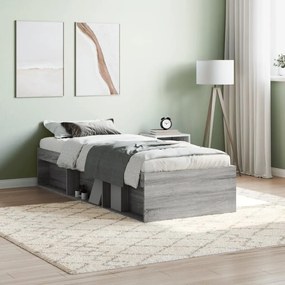 vidaXL Estrutura de cama solteiro 75x190 cm cinzento sonoma