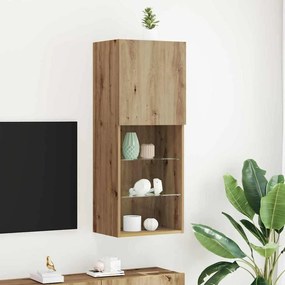 Estante para TV vidaXL com Luzes LED Carvalho Artesanal 40,5x30x102 cm