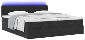 Estrutura de cama otomana com colchões 160x200 cm veludo preto