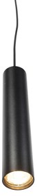 Candeeiro suspenso de design preto com adaptador de calha trifásico - 3-Phase Tuba Small Moderno