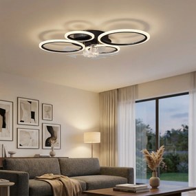 Ventilador de Teto com Luz e Comando, 77 x 55 x 13,5 cm, 6 Velocidades, Preto
