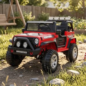 Jipe elétrico para Crianças 12V Jeep BEAST 4x4, Rodas de espuma EVA, Assento Couro ecológico Vermelho