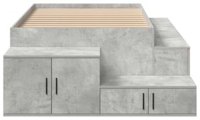 Cama de Armazenamento Cinza Concreto 75x190 cm