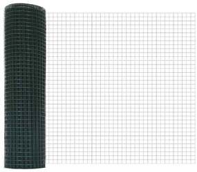 Conjunto de Posts de Cerca Verde 2 Postes Verde Aço 25 x 0.5 m