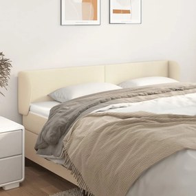 vidaXL Cabeceira de cama c/ abas couro artificial 183x23x78/88cm creme