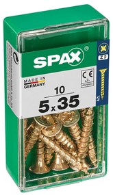 Caixa de parafusos SPAX Yellox Madeira Cabeça plana 10 Peças (5 x 35 mm)