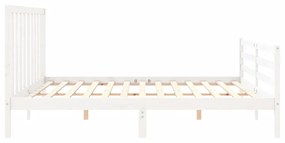 Estrutura de cama com cabeceira 200x200cm madeira maciça branco