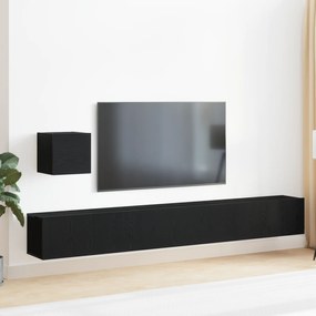 vidaXL Conjunto de Móveis para TV com 4 Peças em Carvalho Preto, madeira engenheirada.