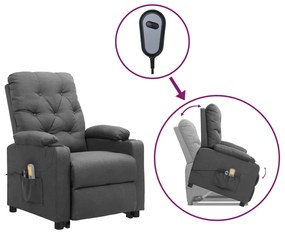 vidaXL Poltrona elevatória de massagens tecido cinzento-claro