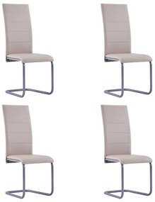 vidaXL Cadeiras de jantar cantilever 4 pcs couro artificial cappuccino
