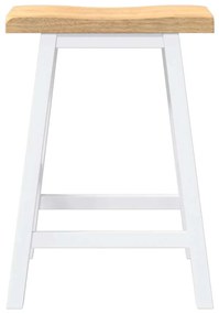 Bancos de bar 2 pcs madeira de seringueira maciça branco