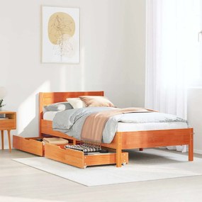 vidaXL Cama sem colchão 90x200 cm pinho maciço castanho-mel