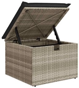 4 pcs conj. sofás jardim c/ almofadões vime PE cinzento-claro