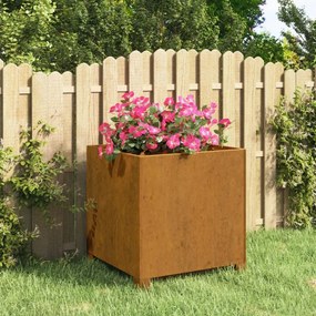 vidaXL Vaso/floreira com pernas 40x40x40 cm aço corten cor enferrujado