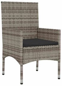 4 pcs conjunto lounge de jardim c/ almofadões vime PE cinzento