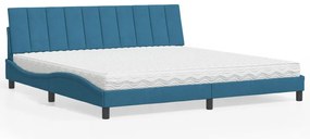 Cama com colchão 200x200 cm veludo azul