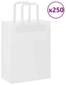 vidaXL Sacos de papel 250 unid com alças branco 21x11x28 cm