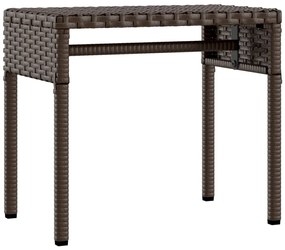 Espreguiçadeiras com toldos e mesa 2 pcs vime PE castanho