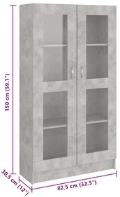 Armário vitrine derivados de madeira cinzento cimento