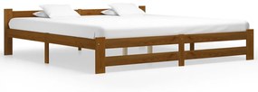 vidaXL Estrutura de cama 200x200 cm pinho maciço castanho mel
