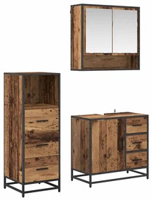 vidaXL Conjunto de Móveis para Banheiro com porta 3 pcs Madeira Antiga