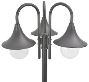 Candeeiro de pé p/ jardim c/ 3 braços E27 220cm alumínio bronze