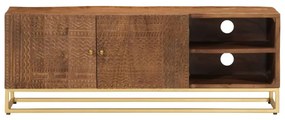 Móvel de TV 110x30x40 cm madeira de mangueira maciça e ferro