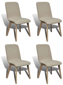 vidaXL Cadeiras jantar 4 pcs tecido bege e madeira de carvalho maciça