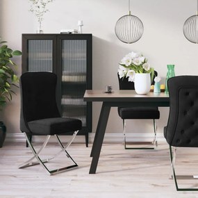 vidaXL Cadeira de jantar 53x52x98 cm veludo e aço inoxidável preto