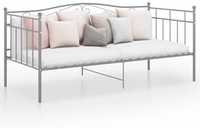 vidaXL Sofá-cama 90x200 cm metal cinzento