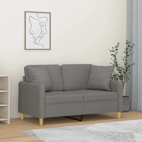 vidaXL Sofá 2 lugares + almofadas/almofadões 120cm tecido cinza-escuro