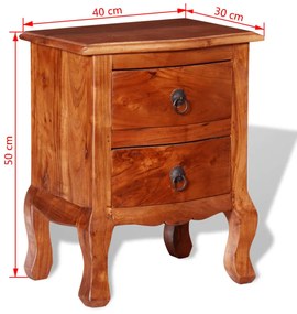 Mesa de cabeceira com gavetas madeira de acácia maciça