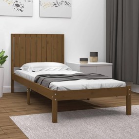 vidaXL Estrutura de cama 90x200 cm pinho maciço castanho mel