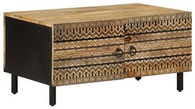 Mesa de centro 80x50x40cm madeira mangueira áspera maciça preto