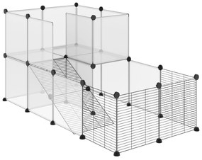 PawHut Recinto para Animais Pequenos com 27 Painéis e Forma Personalizável 140x70x70 cm Transparente e Preto | Aosom Portugal