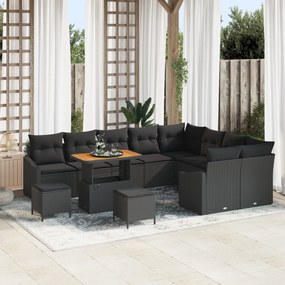Conjunto de Sofá de Jardim com 12 Peças e Almofadas em Rattan Sintétic